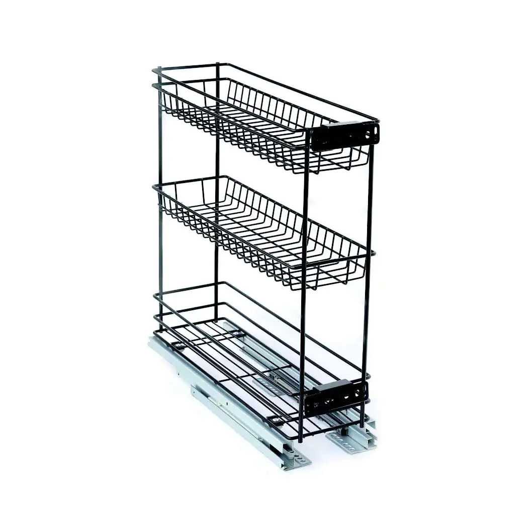3-Tier Base Mounted Pull Out – Black 300 Unit Kitchen Storage Organizer