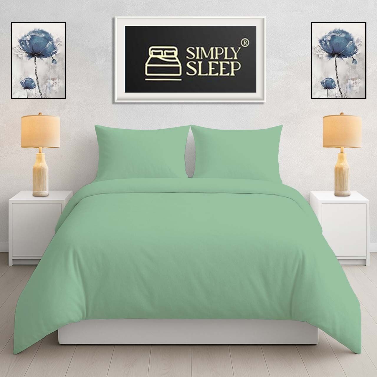 Simply Sleep - Everyday Collection Duvet Cover Set - Plain - 90GSM- (1Set) Hemlock - Queen