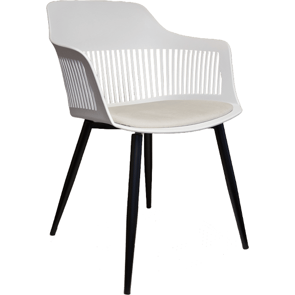 Chair Crazy Lyric Chair Black Metal Frame - White Fabric Seat