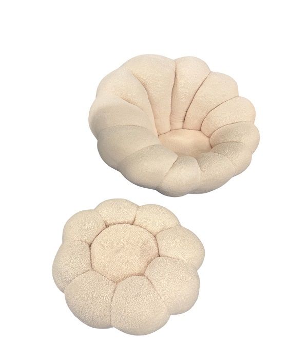 Pumpkin Lounge Chair & Ottoman Set - White