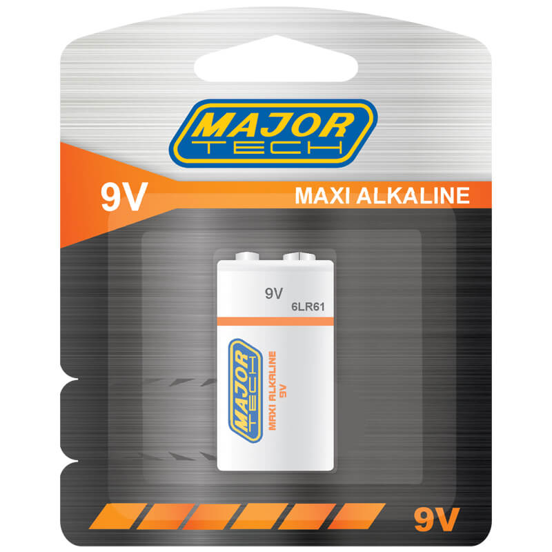 9V Maxi Alkaline Battery (6LR61-BP1) - Major Tech