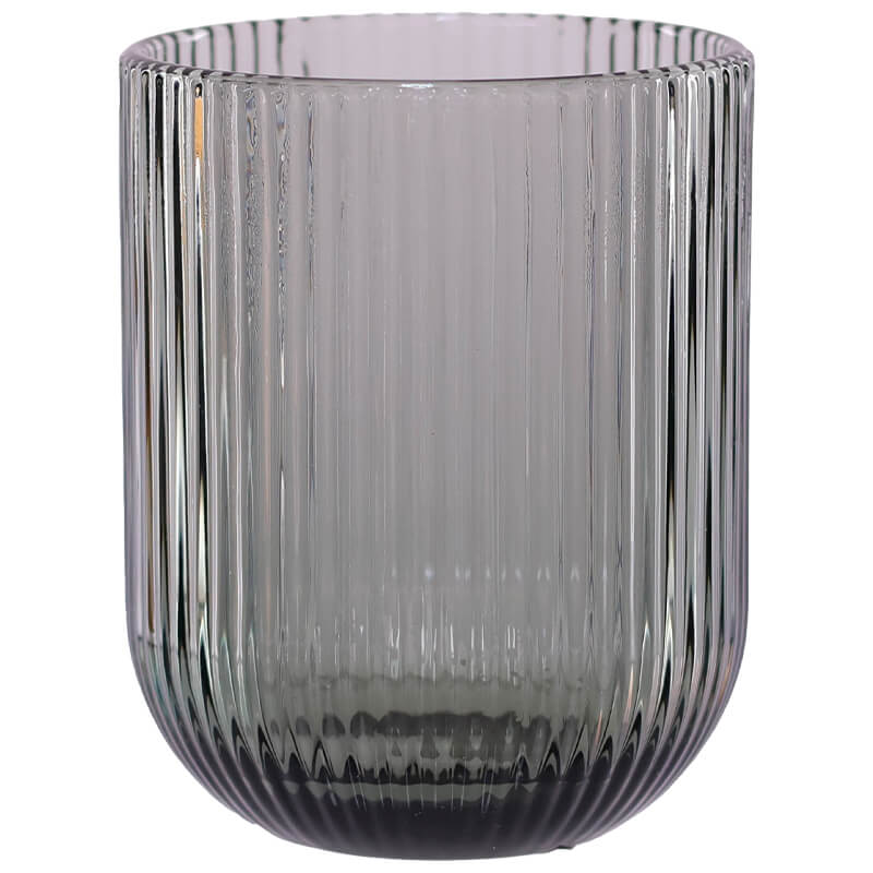 Ribbed Smoked Grey Tumbler Glass 250ml-set of 6