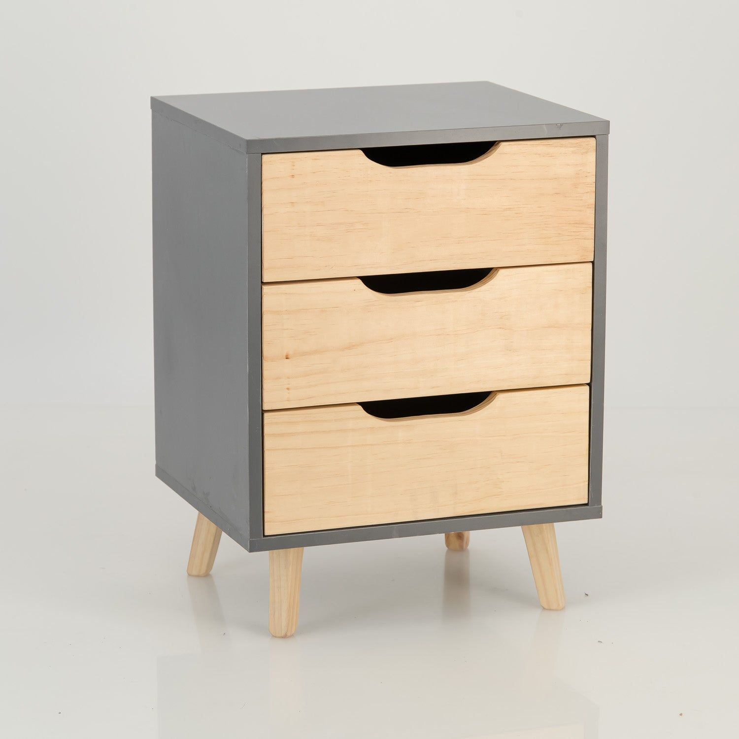 Halti Three Drawer Side Table - Grey