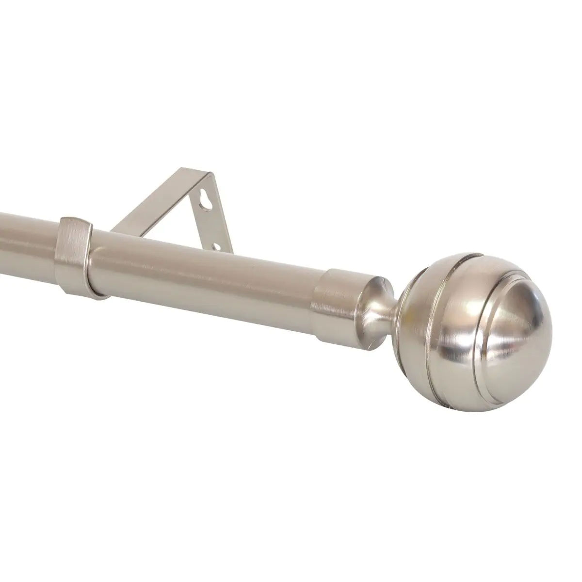 Curtain Rod Set, Steel, Expandable, Ridge Ball Finial, Silver, 220cm – 400cm