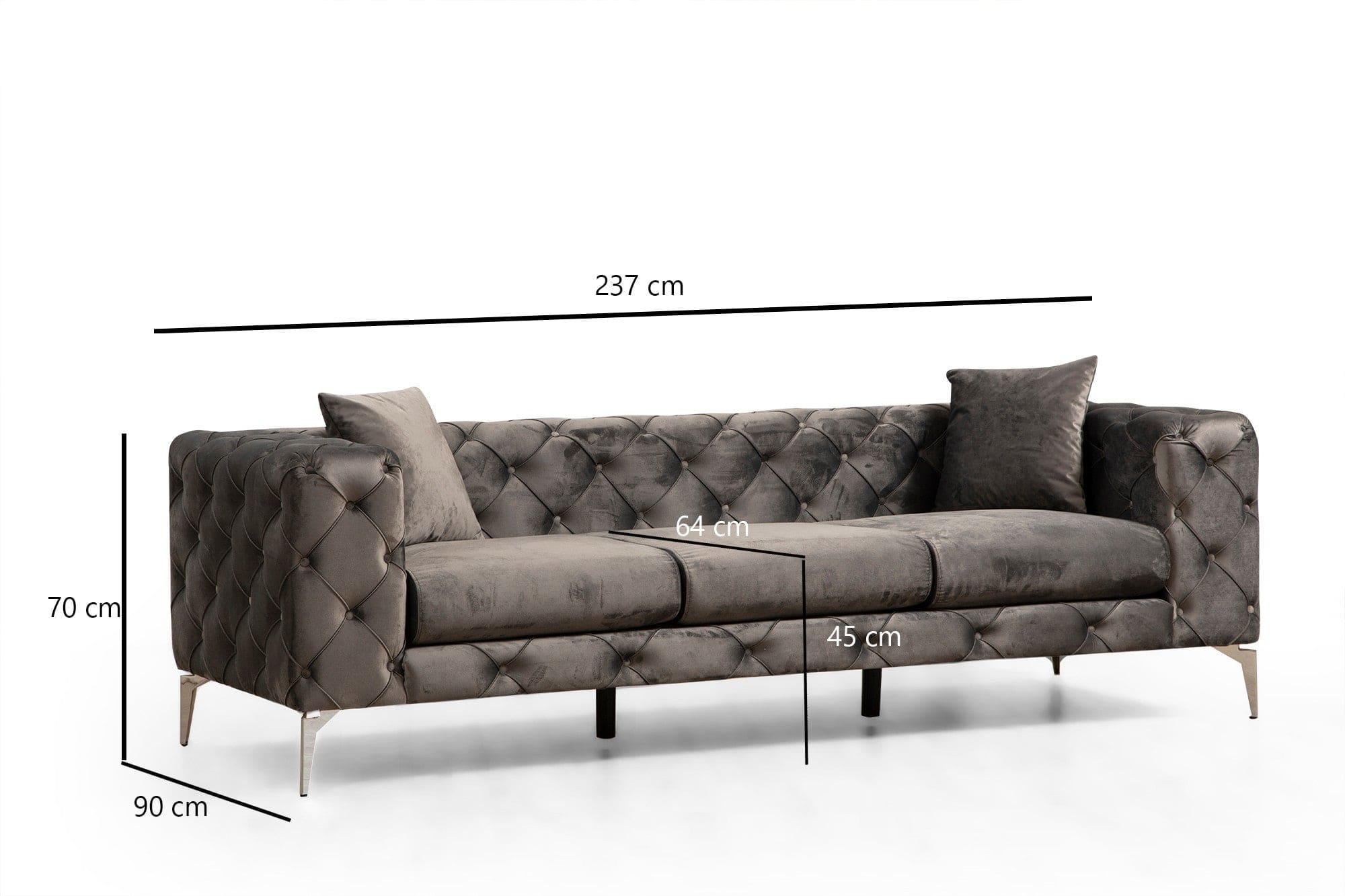 Figure It Out Furniture Como 3 Seater - Anthracite