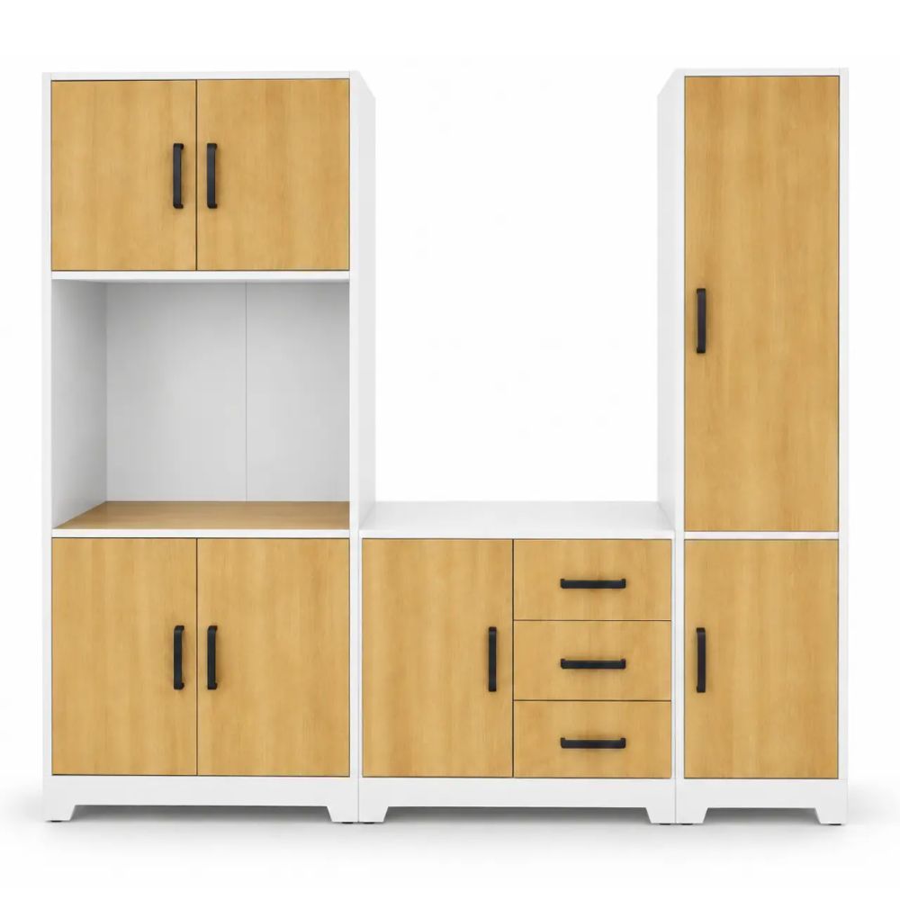 5-Door 3-Piece Kitchen Cabinet Set with 3 Drawers and Appliance Space – 2000mm