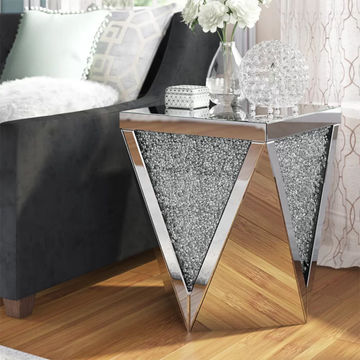 KC FURN-Triangular Diamond Mirror Side Table