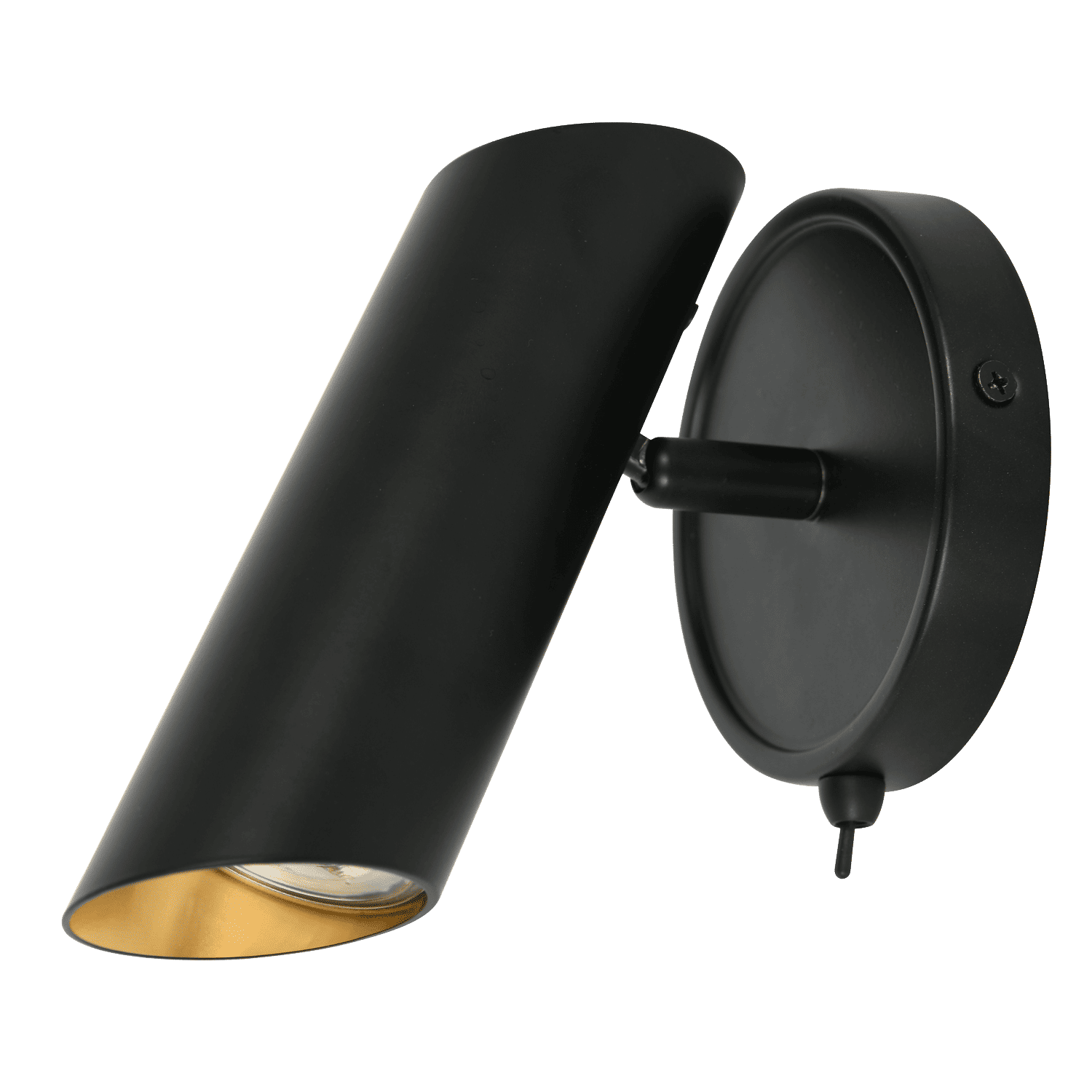 Zebbies Lighting Rayden 1 Light Black Spot Light with Gold Inner and On/Off Switch
