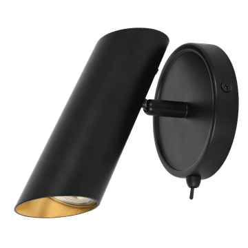 Zebbies Lighting Rayden 1 Light Black Spot Light with Gold Inner and On/Off Switch