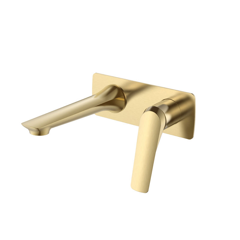 Fabro Wall Mounted Basin Mixer Brass- Brushed Gold