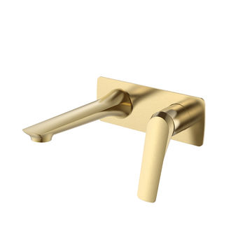 Fabro Wall Mounted Basin Mixer Brass- Brushed Gold