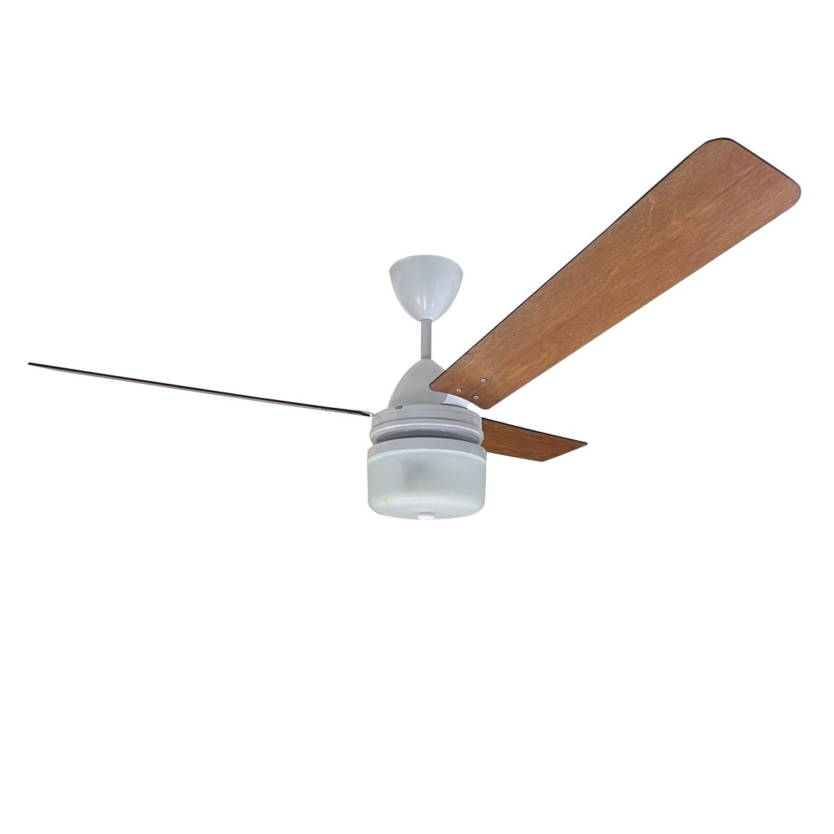 Solent Highbreeze ceiling fan 1200mm Light Teak Wooden 3-blade, Cleo Light Kit and 5-speed Infra-red remote control - White