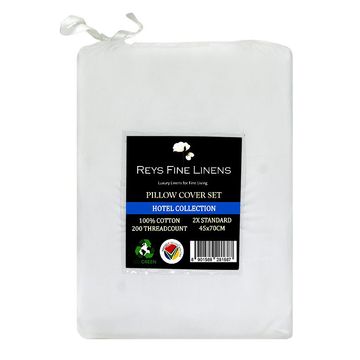 Rey's Fine Linen - Hotel Collection - Pillow Cover Set-06 Pc Pack-Standard-Optical White