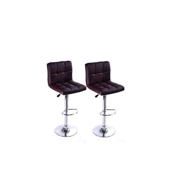 KCW-Pair of Als Leather Swivel Bar Stools - Brown