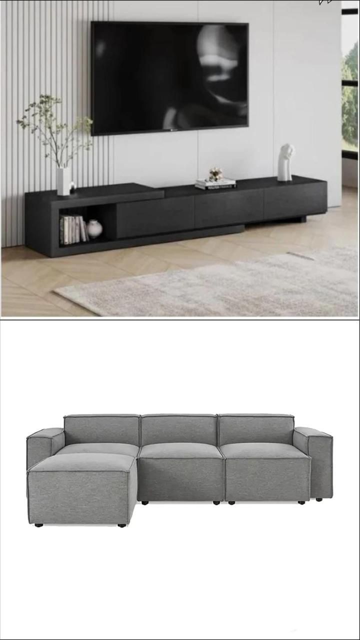 Modern Living Combo: Zhua TV Stand Modular L Sofa