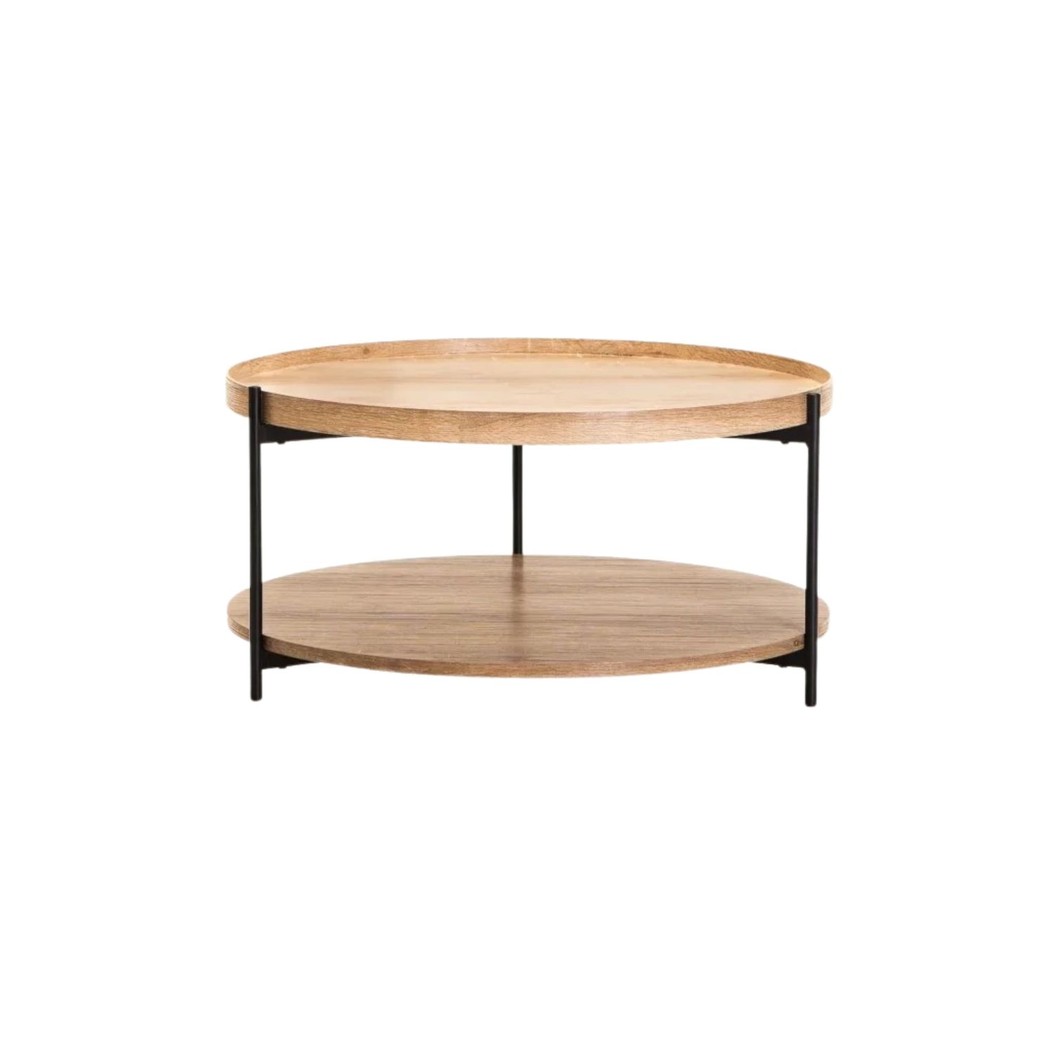 80cm Round Oak Finish Coffee Table - Oak