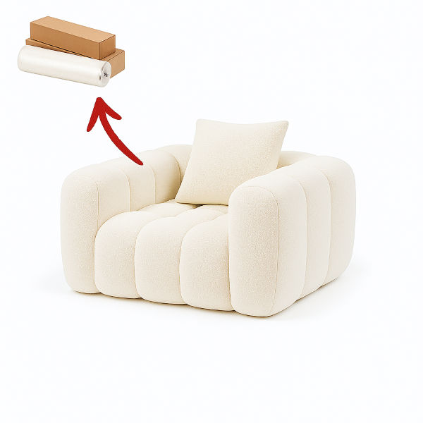 Ziyane Teddy Compressed Couch - Cream White