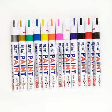 12 Oil Based Paint Permanent Markers Waterproof Tire 3mm Tip Tyre Metal