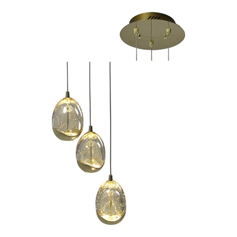 LED Dew Drop 3Lt Pendant Gold Pendant Lamping Incl 3 x 4.8W Integrated LEDs Lifetime 25000hrs Lumens