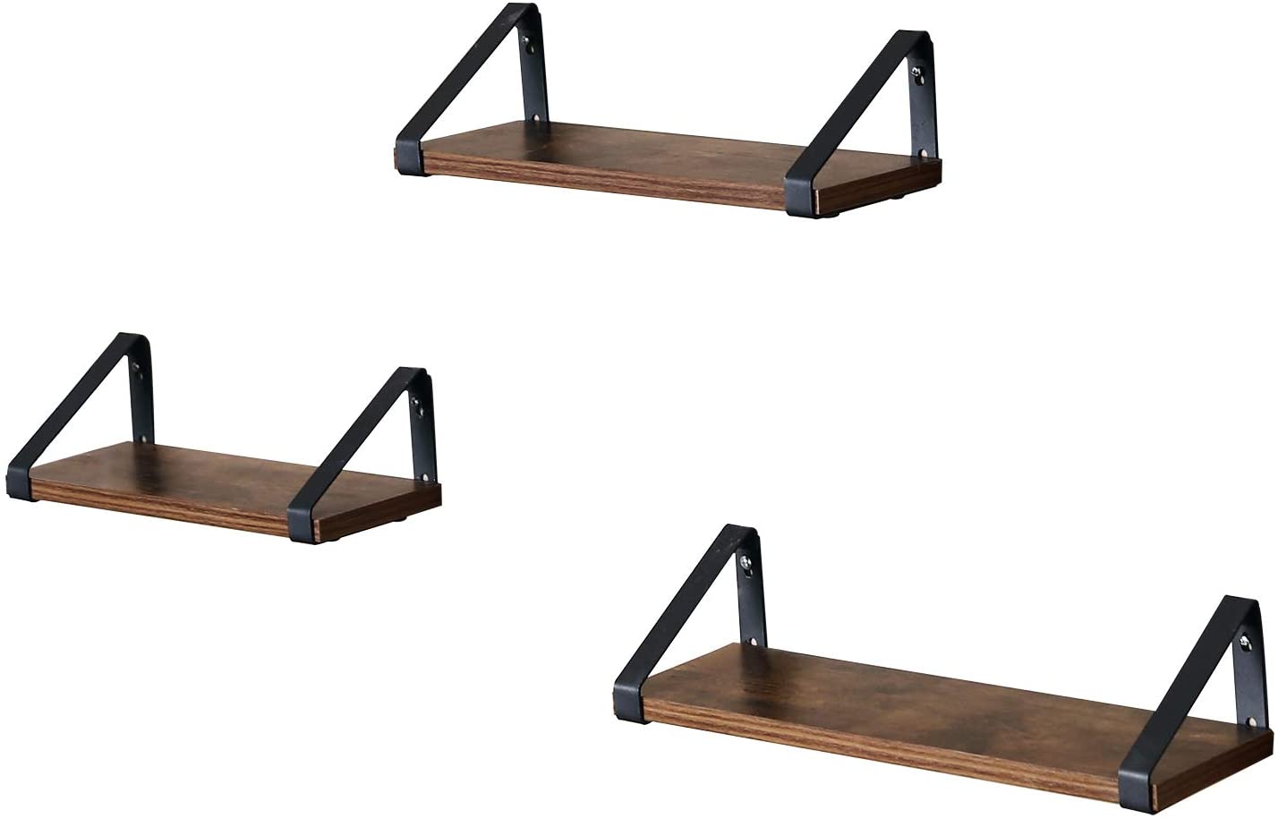 Lifespace Rustic Industrial Floating Display Shelf Set 3 shelves