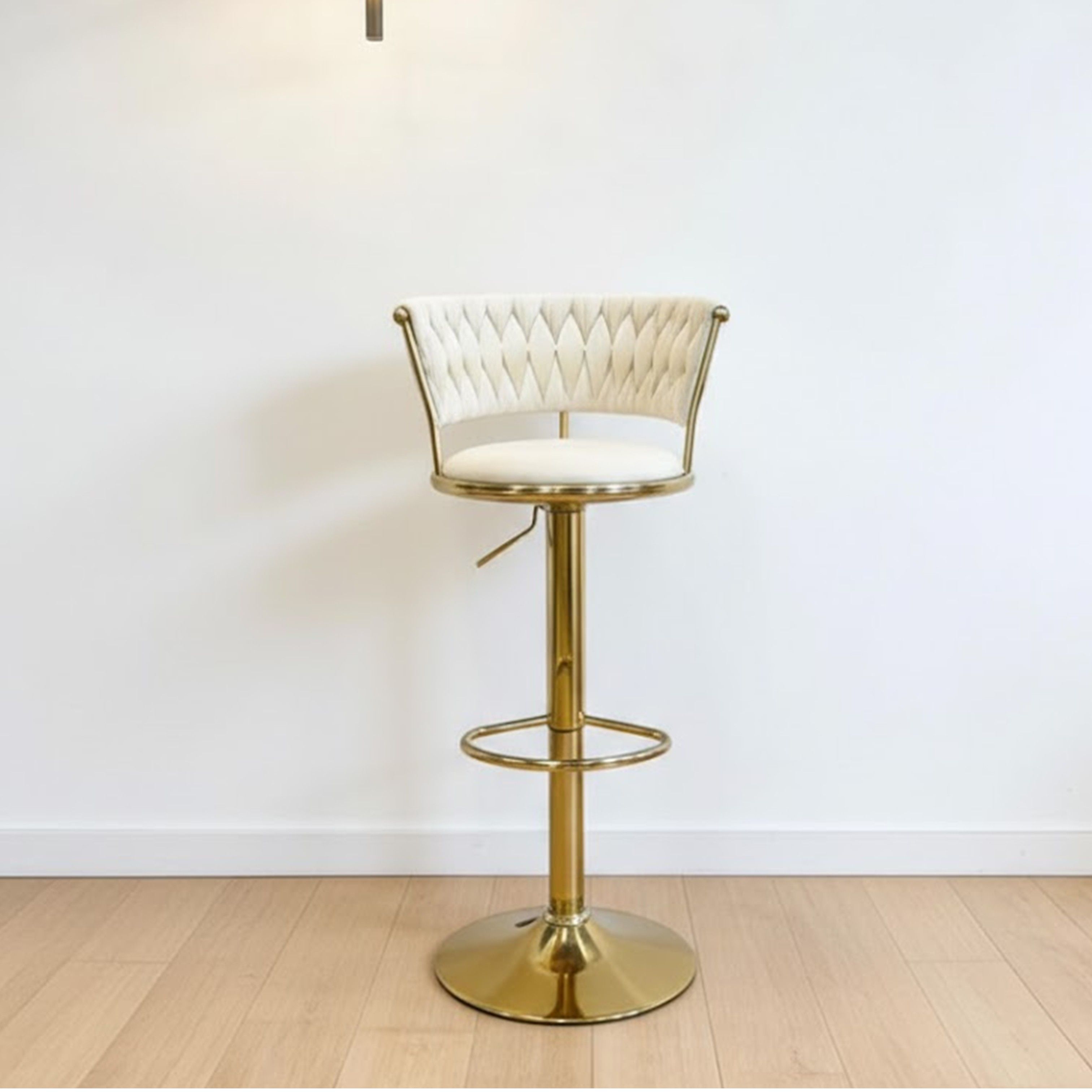 Madiega Furniture - 2 White Velvet Diamond‑Tufted Bar Stools