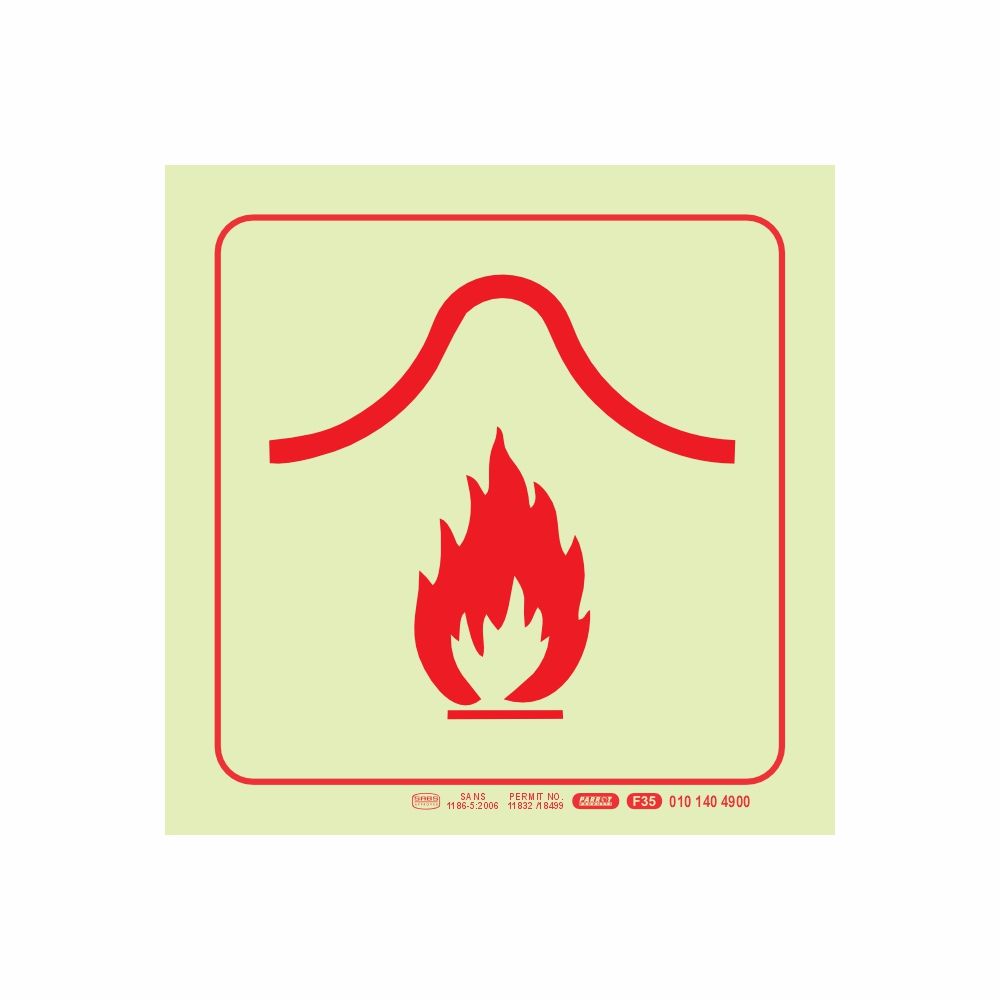 Photoluminescent 190mm Safety Sign F35 Fire Blanket