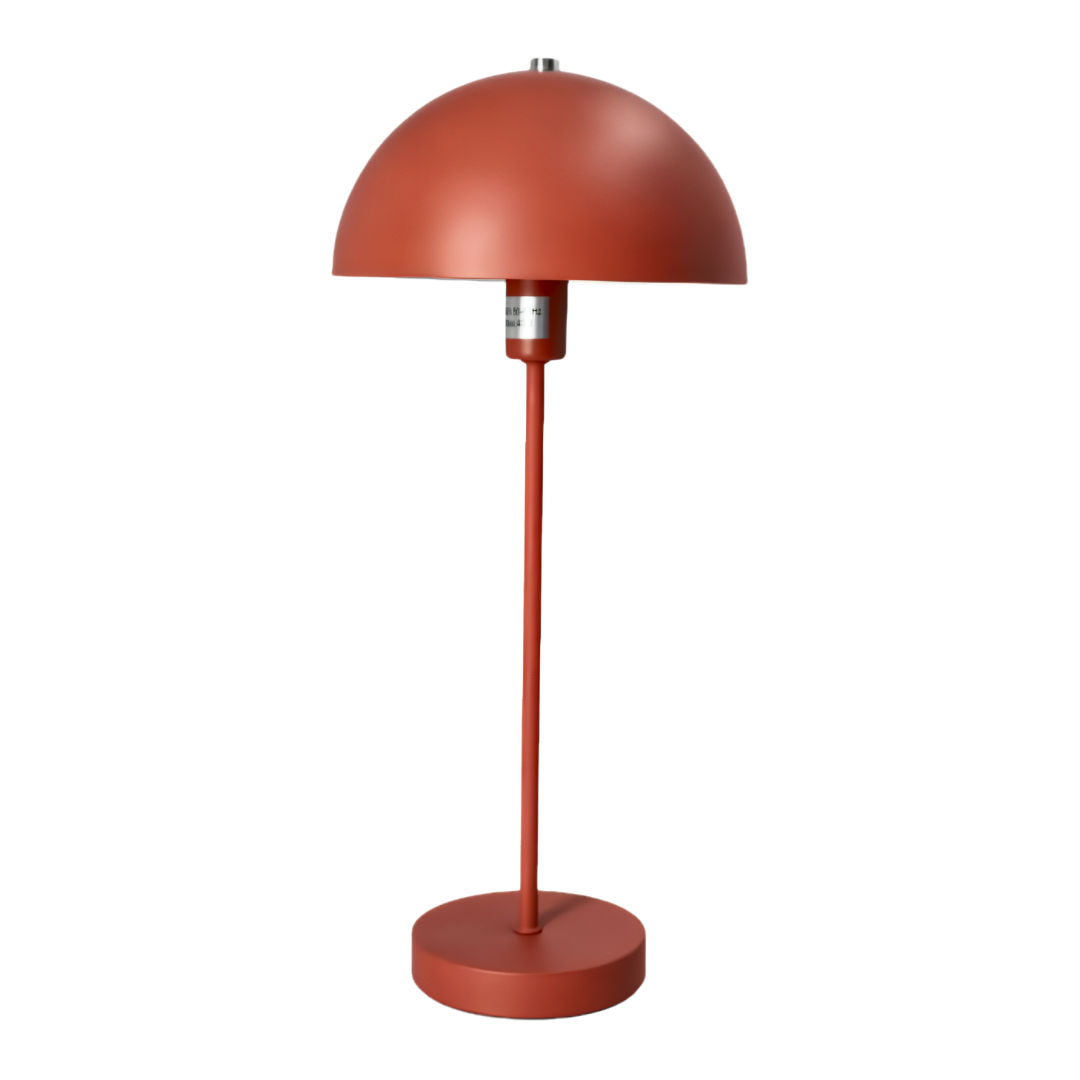 Danny Home Modern Metal Dome Table Lamp with Slender Stem (20 x 46.5cm) – Matte Rust Red