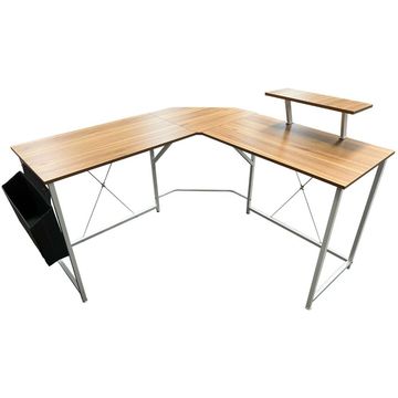 Focus - Octagon Office Desk With Monitor Stand - Walnut