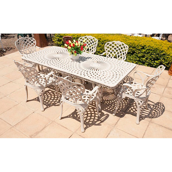 Ageless & Beautiful!   6 Seater Cast Aluminium Patio Furniture Set / Garden Furniture Set / Outdoor Furniture Set - 6 x King Diamond Chairs with  100cm x 216cm Rectangular King Diamond Table