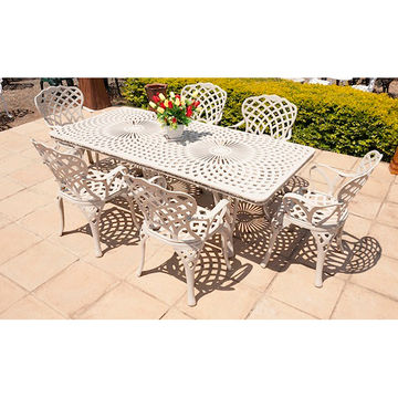 Ageless & Beautiful!   6 Seater Cast Aluminium Patio Furniture Set / Garden Furniture Set / Outdoor Furniture Set - 6 x King Diamond Chairs with  100cm x 216cm Rectangular King Diamond Table