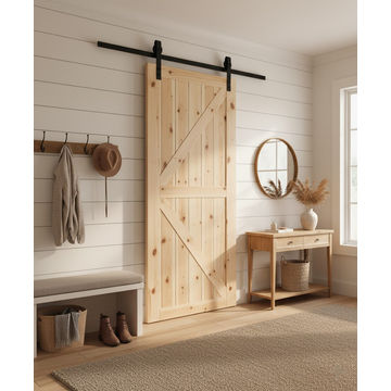 K-Brace Barn Door with Vertical Slats & Hardware Kit (2100mm x 920mm x 36mm)