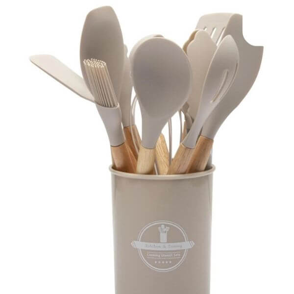 12Pcs Kitchen Utensil Set Cooking Tool Set - Brown