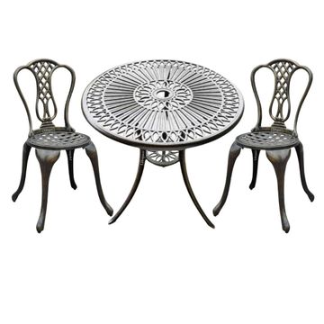 Lifespace Cast Aluminium 3pc Bistro Patio Garden Set with Curved Back