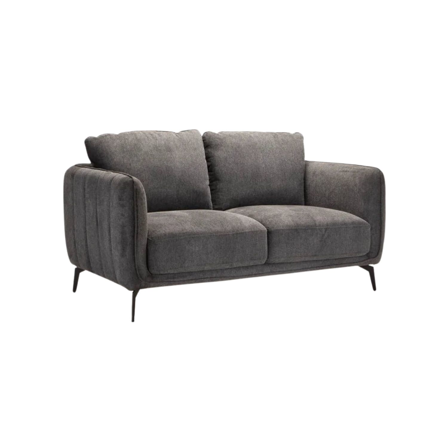 Grey Fabric 2 Seater Sofa with Metal Legs