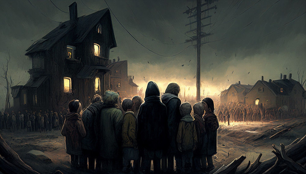 Canvas Wall Art - Night Vigil Fire - B1028 [120 x 80 cm]