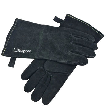Lifespace Black Leather Braai Gloves - lined for extra comfort. EXCELLENT QUALITY!