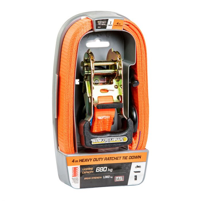 Smart Straps 4m Ratchet Tie Down Pad - Orange