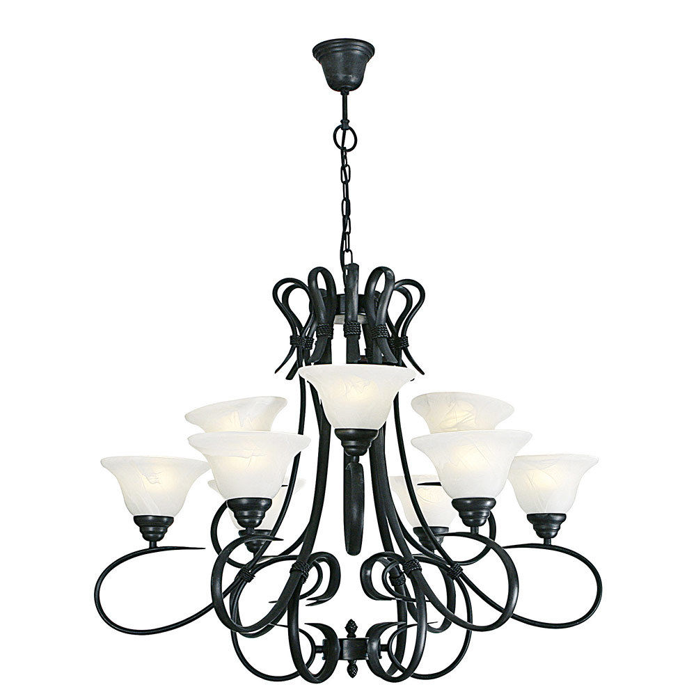 Agrimony - 9 Lights - Chandelier - 875mm - Black/Gold