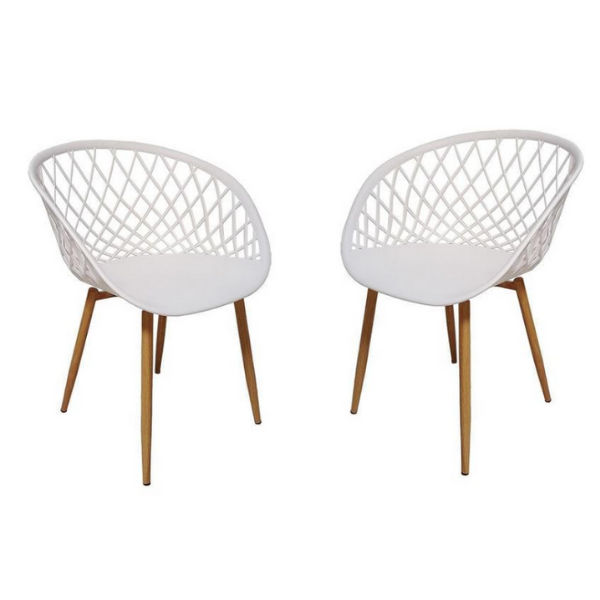 White Stylish bed Patio Chair with Wooden Legs Outdoor Furniture