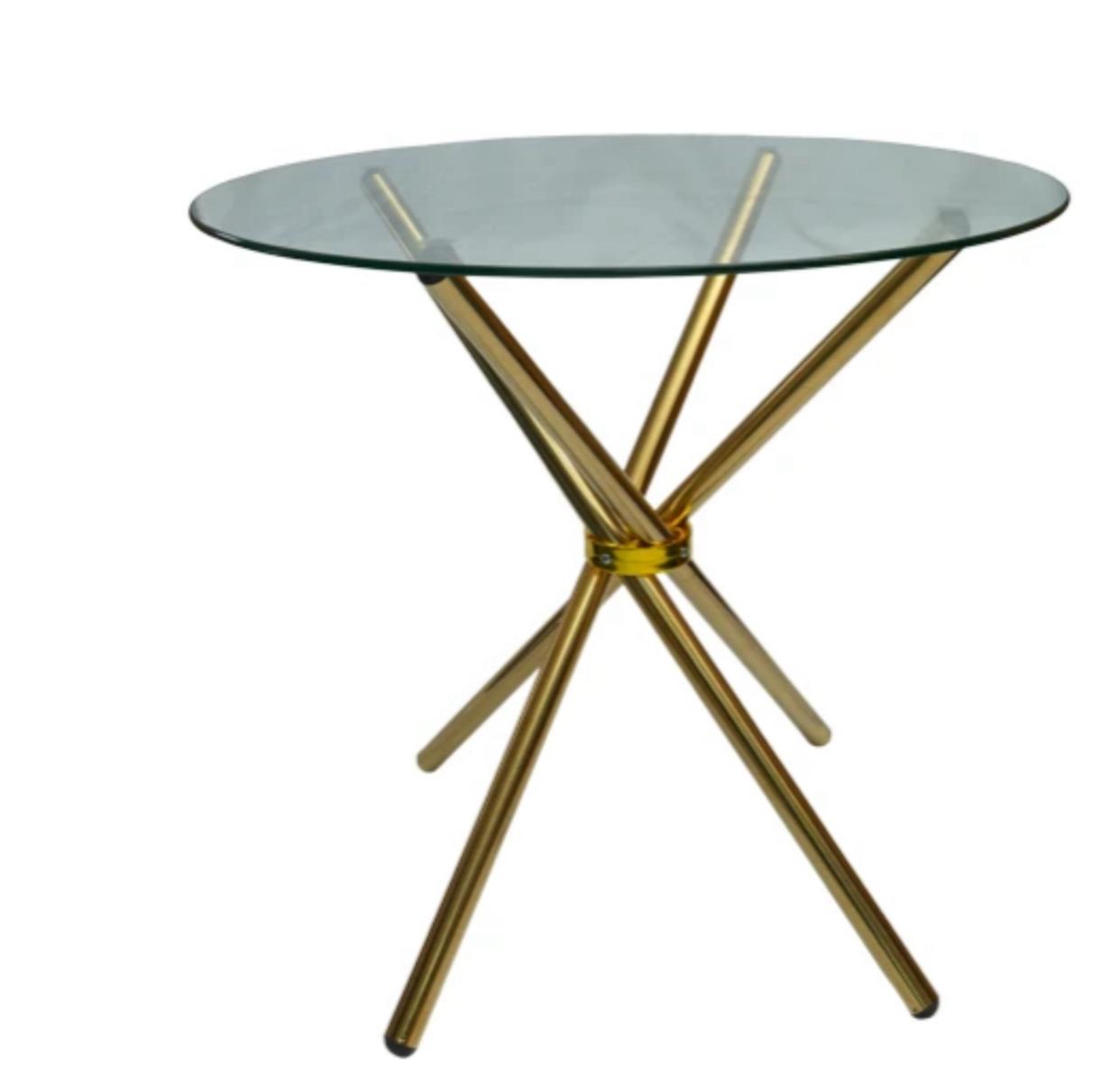 Asher 80cm 4 seater round glass dinning table with gold legs