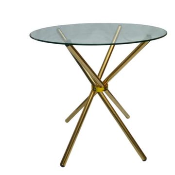 Asher 80cm 4 seater round glass dinning table with gold legs