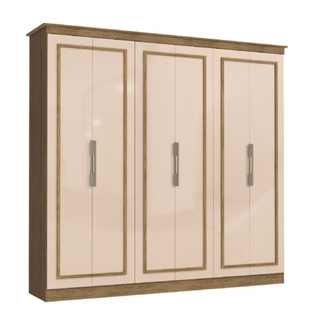 Escobar Wardrobe Double 6 Doors 3 Drawers-Macadamia