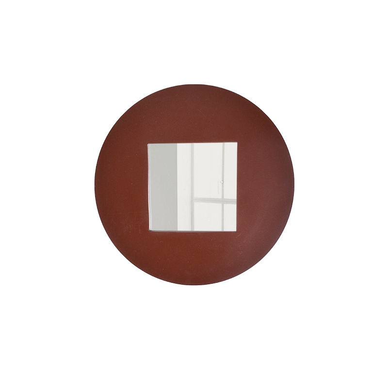 Round wooden frame mirror - Brown