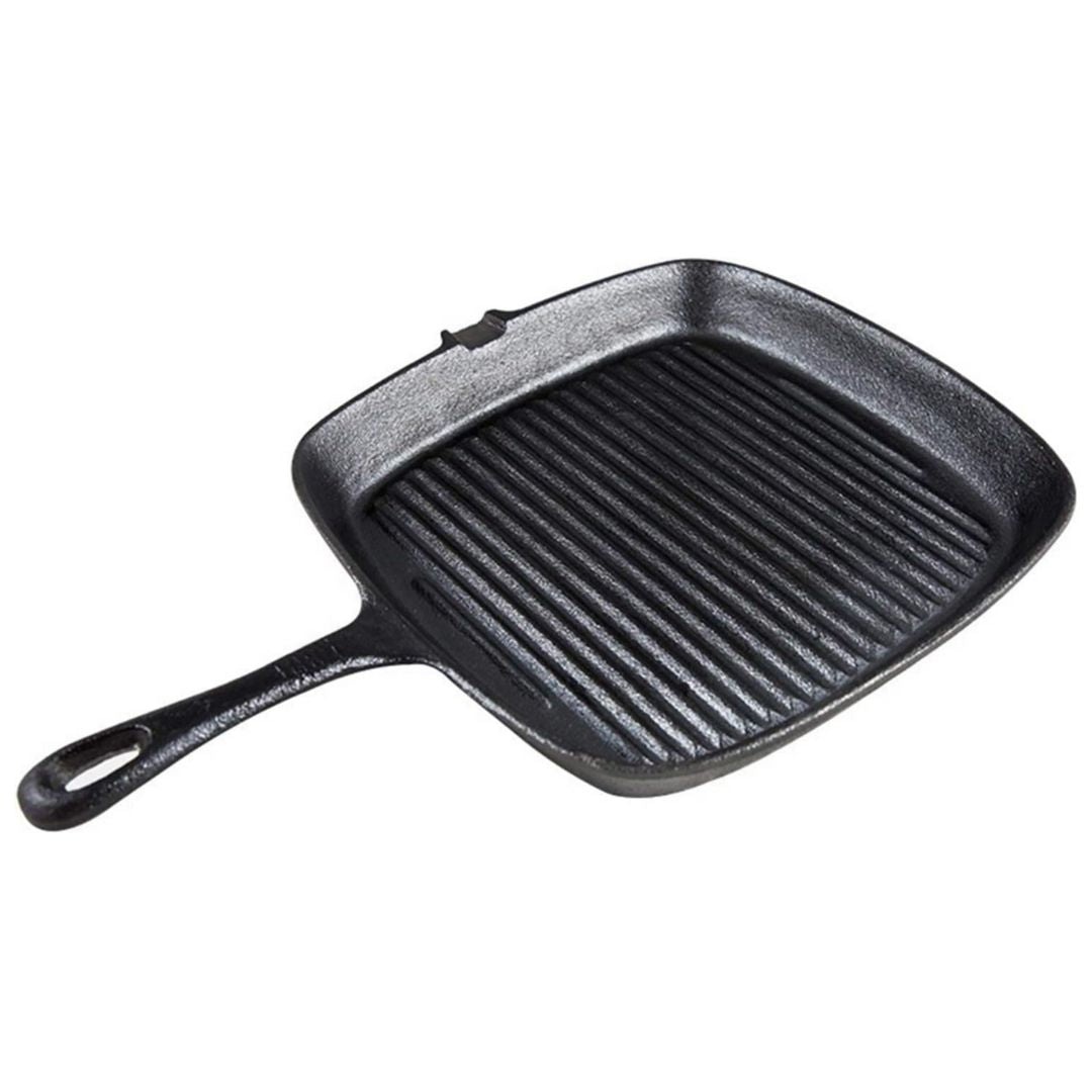 Lifespace Cast Iron Square Griddle Pan 24cm