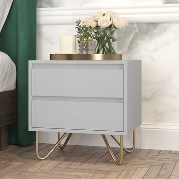 Bedside Pedestal Stylo Satin Light Grey
