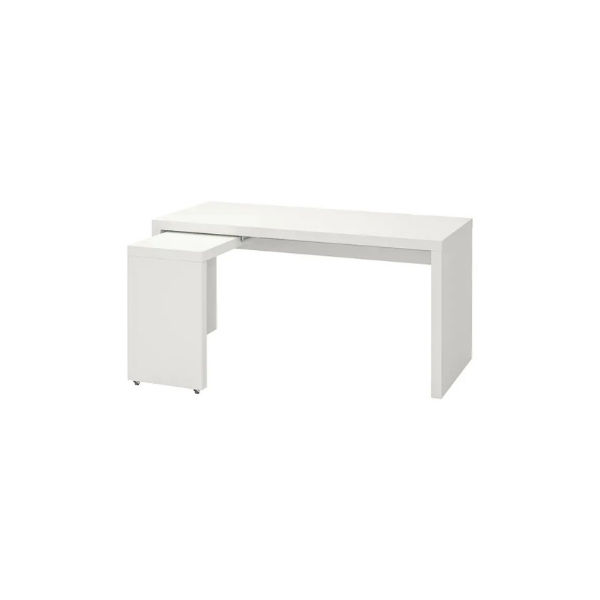 MALM Desk with pull-out panel, White