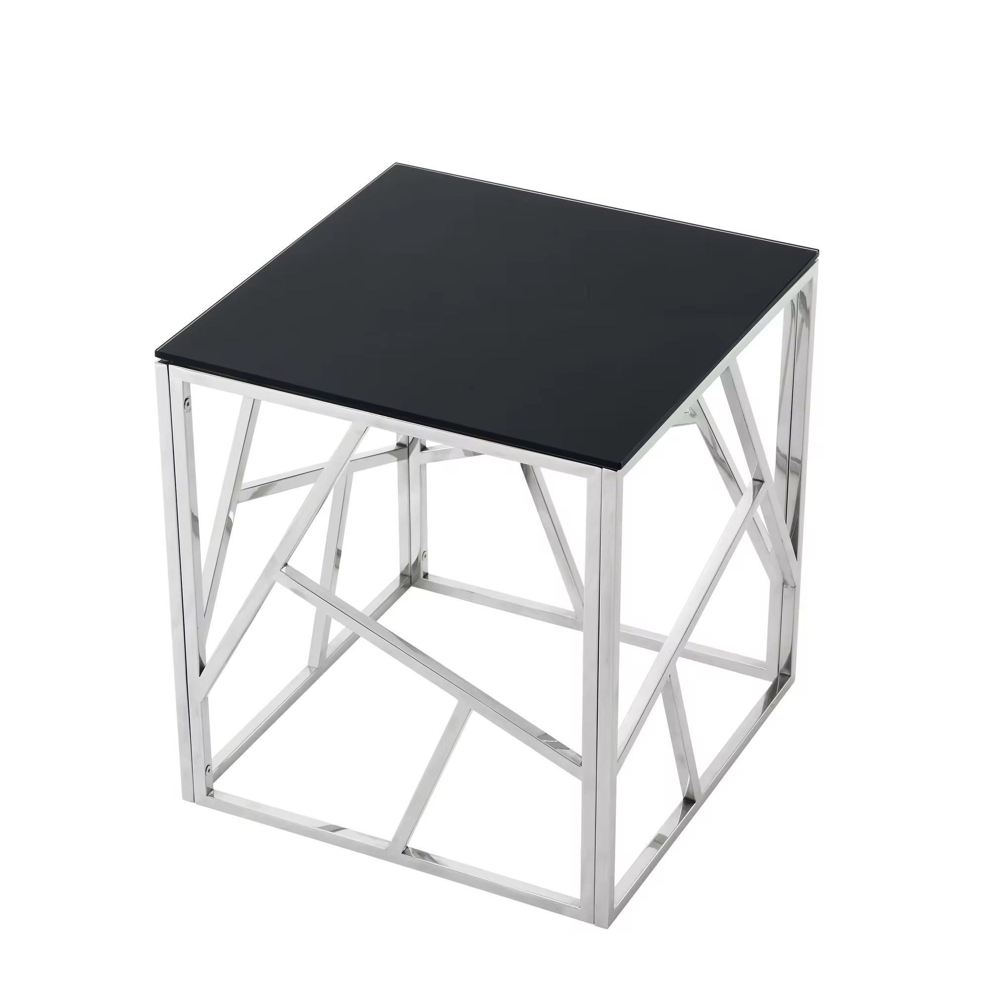 Stylish Table with Geometric Metal Frame for Living Room and Bedroom