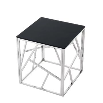 Stylish Table with Geometric Metal Frame for Living Room and Bedroom