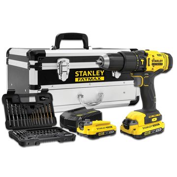 STANLEY FATMAX 18V Cordless Hammer Drill+50 Pcs Set +2 Batteries+ Box | SFMCD711D2F-QW