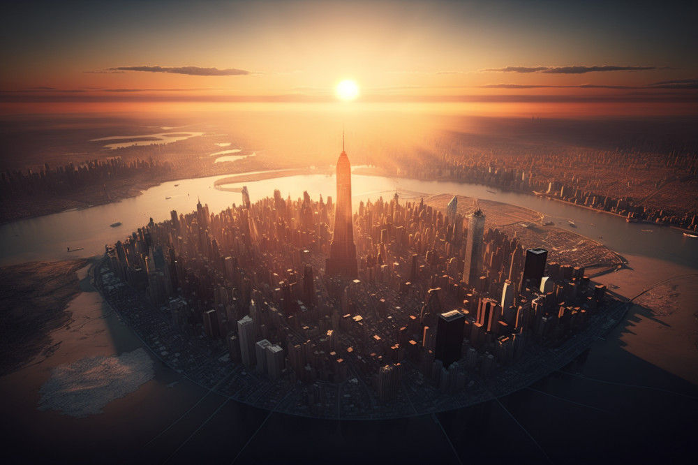 Canvas Wall Art - Cloudy Sunset City View - B1455 - [120 x 80 cm]